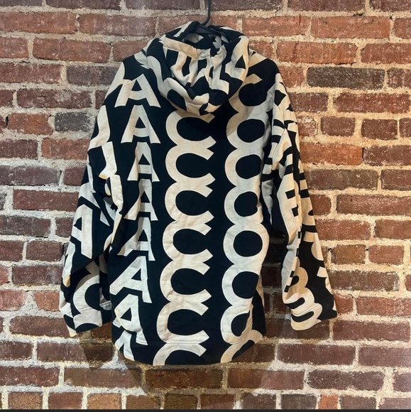 Marc Jacob’s Unisex OVERSIZED Logo Hoodie black Beige Sz XL - Picture 16 of 16